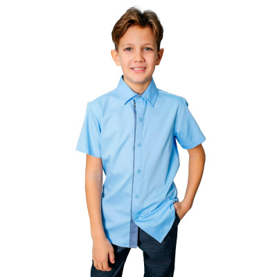 Рубашка школьная для мальчика Deloras С71737S голубая 1